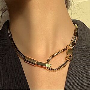 Gold Zipper Punk Minimalist Versatile Necklace